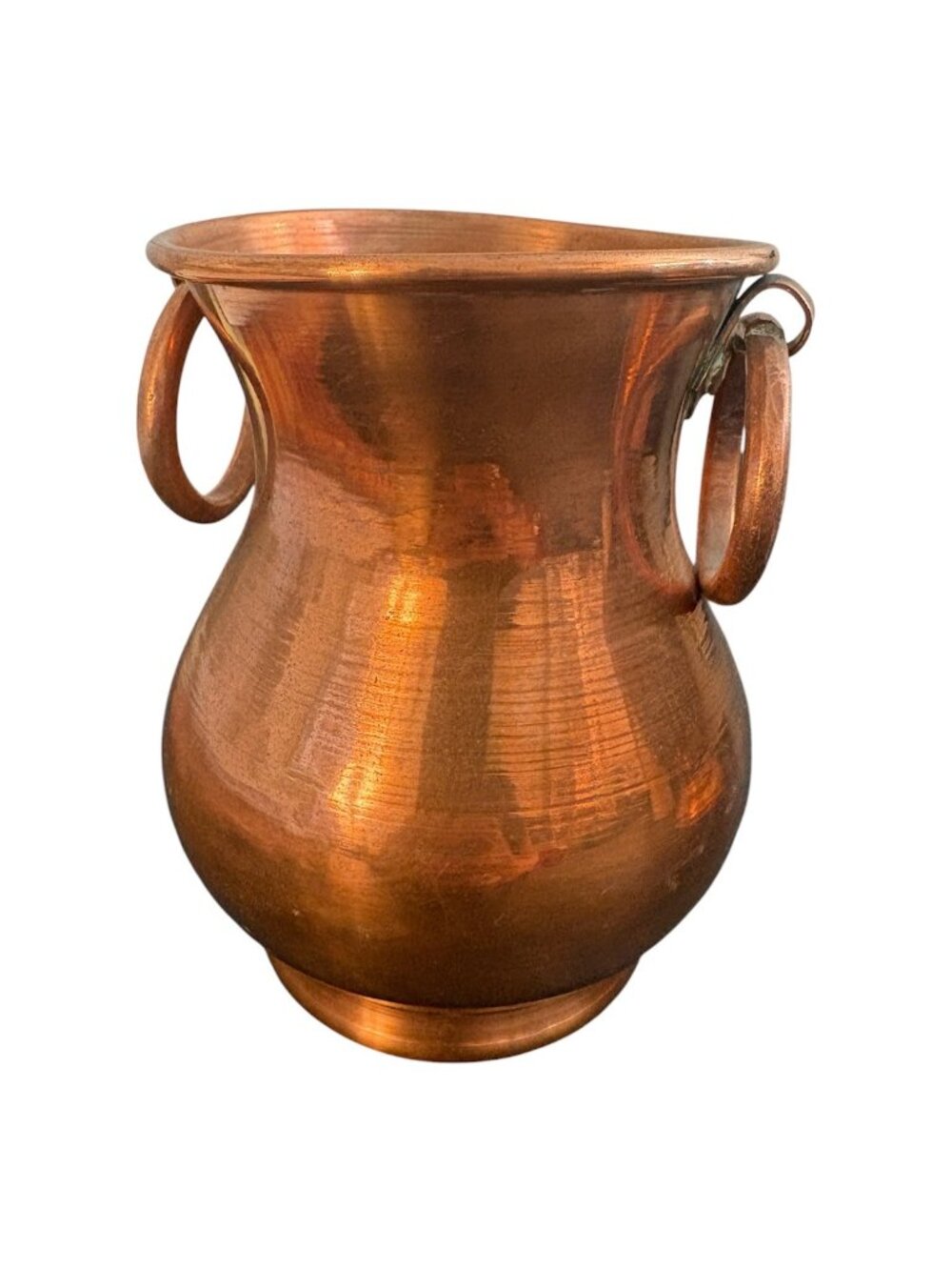 Vintage Antique Hand Hammered Copper Double Handle Vase Vessel Urn 6.25